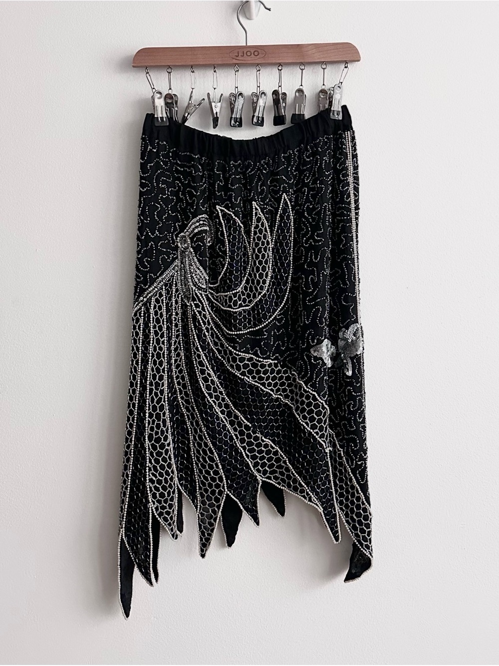 Vintage Maharaj Black Beaded Silk Fairy Skirt Size M